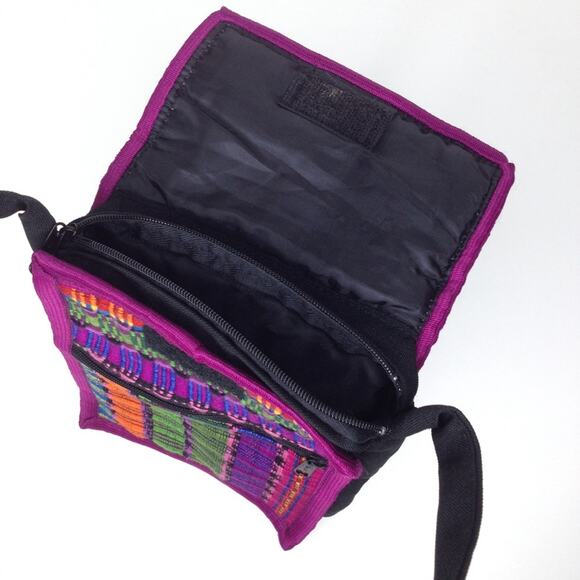 Native Colorblock Fabric Rainbow Crossbody Padded Pouch Stripe Shoulder Bag - Picture 3 of 8